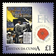 Outbreak of World War I, £1.00 'Join the Royal Marines. Help to Man the Guns of the Fleet'