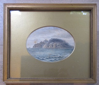 1856 Watercolour of Gough Island in its frame