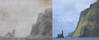 Detail showing Church Rock compared with a modern photograph