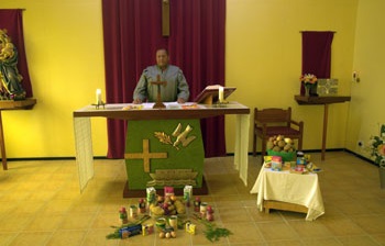 Harvest Festival - Eucharistic Minister Mr Dereck Rogers, conducting the service in St Joseph's Catholic Church