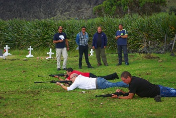 Target shooting with air rifles.