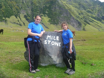 Children reach the Mile Stone during their sponsored walk 2016