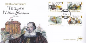 400th Anniversary of the Death of William Shakespeare: First day cover