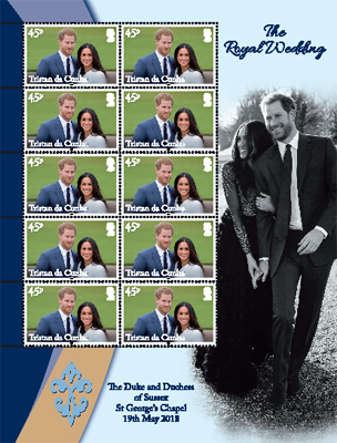 Royal Wedding of Prince Harry & Meghan Markle, 45p sheet of 10 with pictoral border