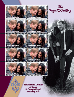 Royal Wedding of Prince Harry & Meghan Markle, 55p sheet of 10 with pictoral border