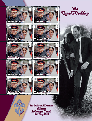 Royal Wedding of Prince Harry & Meghan Markle, £2.00 sheet of 10 with pictoral border