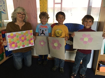 Kate, Aiden, Lucas and Connor with their patterns.