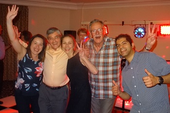 Party animals Anna Hicks, Mike Faulds, Alison Hentley, Jim Kerr & Aniket Sardana.