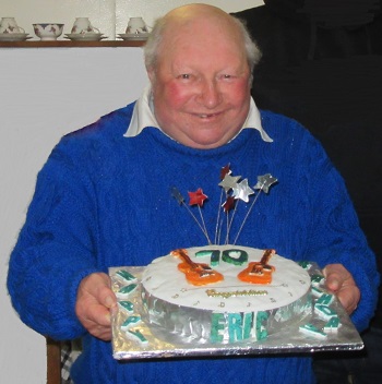 Eric Glass with his 70th birthday cake.