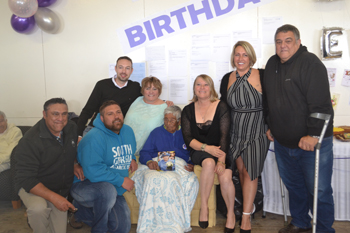 Ellen Rogers with her grandchildren and their parents