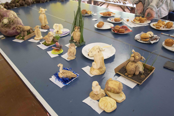 Raw potato sculpture