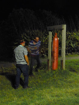 Striking the fishing gong to ring the New Year in