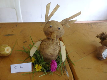 The winning potato sculpture of a Northern Rockhopper Penguin