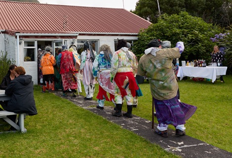 The Okalolies file through the Residency…