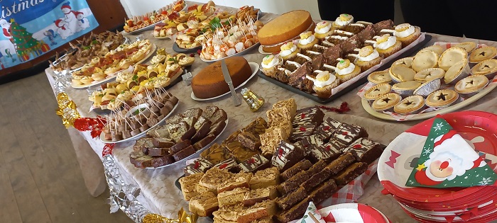 The fantastic buffet put on by the Seven Sea's Catering Company for the pensioners' Christmas party 2022