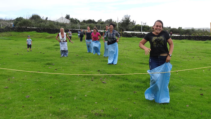 The women's sack race.