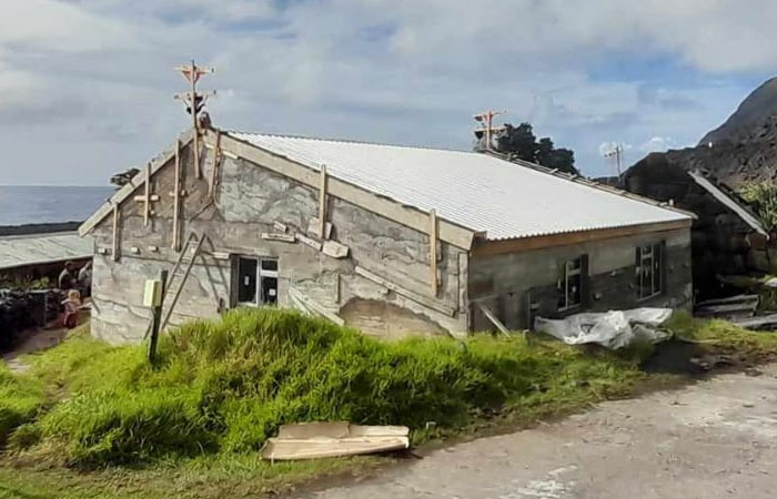Roofing with underwear on display