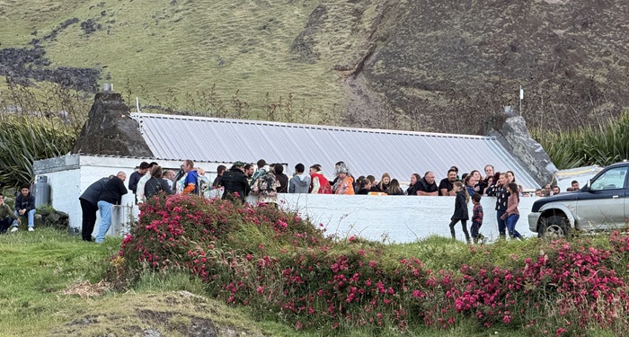 People gathered at the Chief Islander's party.