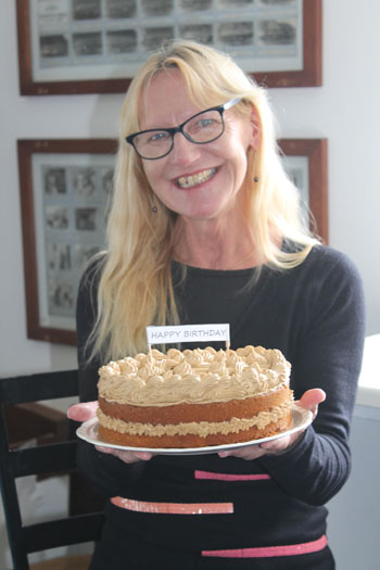 Marina Burns with her birthday cake