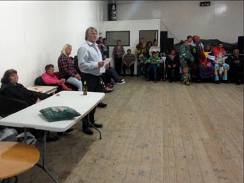Chief Islander James Glass giving his speech at his reception in Prince Philip Hall