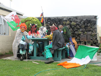 Okalolies seated in Robin and Dawn's garden
