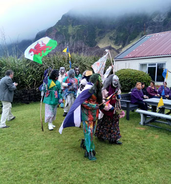 Okalolies making an entrance to the Residency garden for the Admin's reception