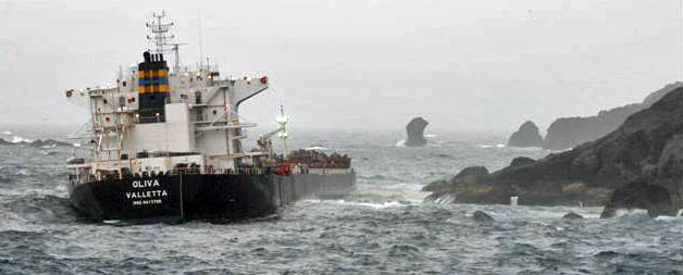 MS Oliva aground on Nightingale Island