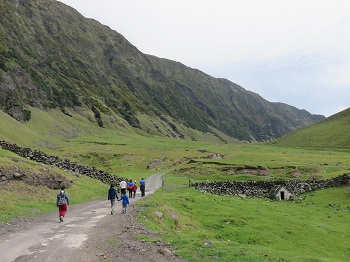 Children walking along the 'M1' on their sponsored walk 2016