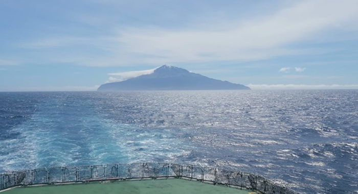 Classic silhouette of Tristan island as the Agulhas II heads off on the Gough Island leg of her voyage.