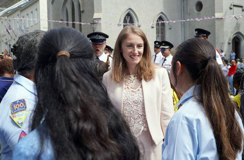 HE the Governor Belinda Lewis being introduced to Guides from the St Helena Girl Guide Association.