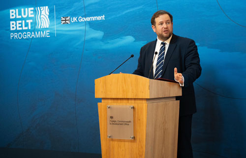 Overseas Territories minister Stephen Doughty gives the keynote speech