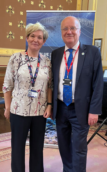 Chris with the FCDO's Blue Belt lead Kylie Bamford