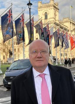 Sunshine, and the Tristan flag, in Parliament Square