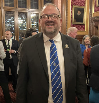 The Speaker’s Director of External Affairs, David Clark, proudly sporting his Tristan tie
