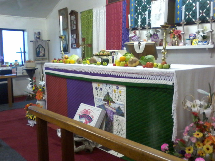 Harvest Festival altar at St Marys church