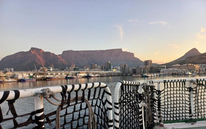 Chantelle Repetto's photo shows the Cape Town skyline as the SA Agulhas II departs.