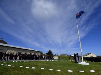 Rembrance Sunday in front of Prince Philip Hall.