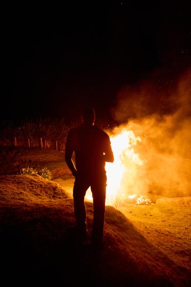 Watching the bonfire and having fun down by the Big Watron