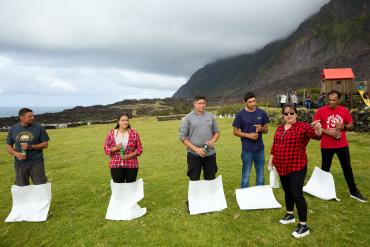 Adults' relay sack race