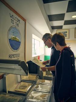 Philip and Louise Kendall examining an exhibit (Photo: Julia Gunther)