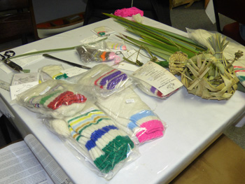 Display of Tristan crafts on the craft day.