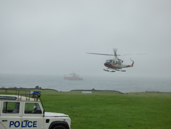 Helicopter heading off to the Agulhas II.
