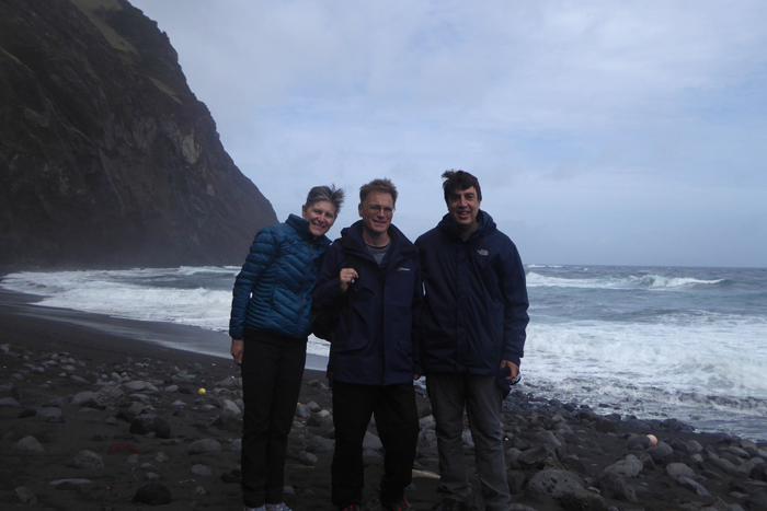 Visitors Susan Cooper, Steve Taylor and Gan Erez on a walk to The Bluff