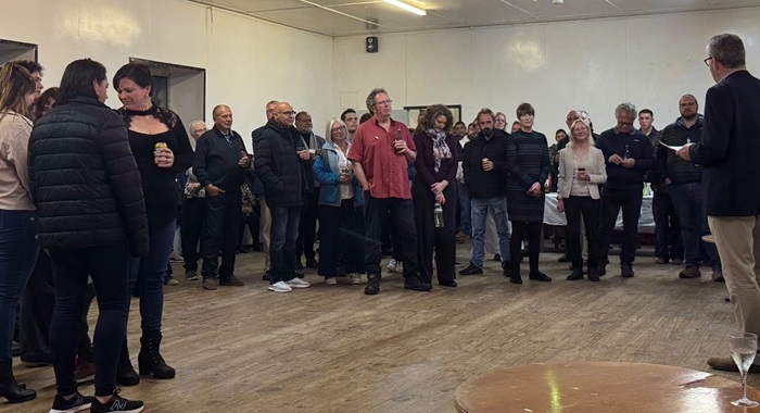 Philip Kendall (right) delivering his speech.