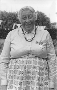 Right: Mary Swain wearing her BEM in March 1968. Photo: Dr Mohammad Shibli