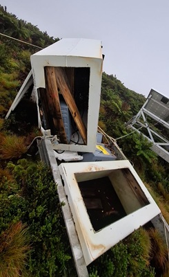Damaged radio repeater at Burntwood. Photo: Nicky Swain