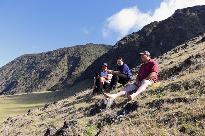 Jamie, Katie and Andre on the side of Little Hill.