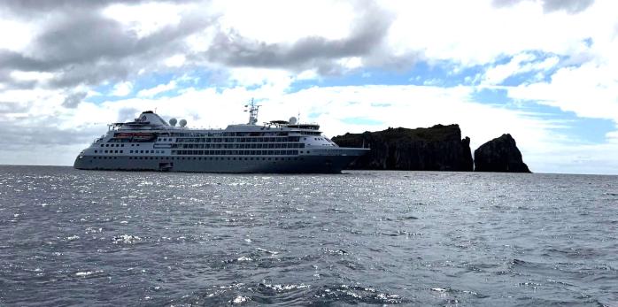 MV Silver Cloud pictured near Middle Island. Photo: Trevor Glass