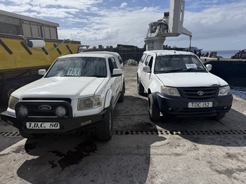 Tristan taxis ferried visitors around the settlement. Photo: Philip Kendall