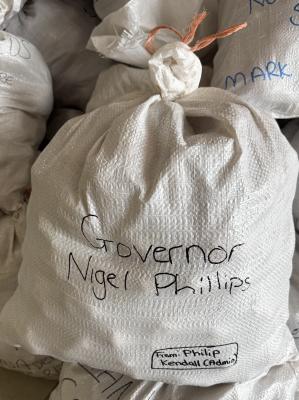 Tristan potatoes bagged up for customers on St Helena. Photo: Philip Kendall